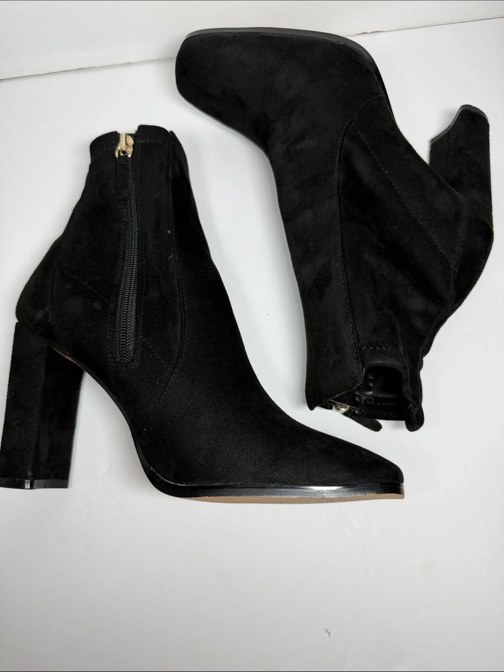 ALDO Black Suede Block Heel Ankle Boots - Women's Size 8 (4